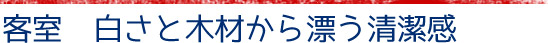 客室　白さと木材から漂う清潔感